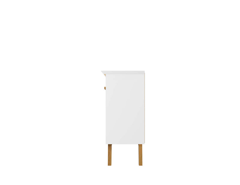 Desserte Yonkers de Manhattan Comfort de 62,99 po avec pattes en bois massif et 2 armoires - blanche