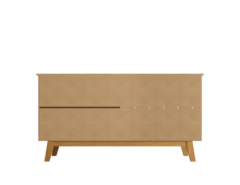 Desserte Yonkers de Manhattan Comfort de 62,99 po avec pattes en bois massif et 2 armoires - blanche