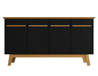 Desserte Yonkers de Manhattan Comfort de 62,99 po avec pattes en bois massif et 2 armoires - noire et cannelle
