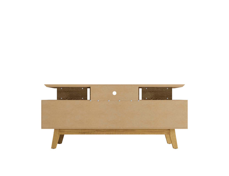 Meuble pour téléviseur Yonkers de Manhattan Comfort de 62,99 po avec pattes en bois massif et 6 compartiments de rangement multimédia - brun rustique