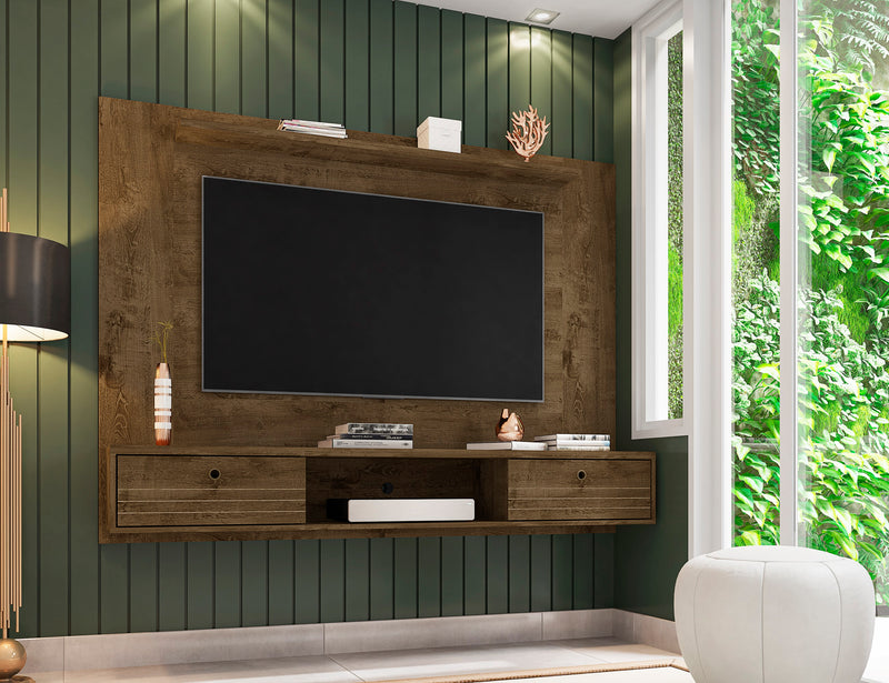 Meuble audio-vidéo mural flottant Liberty de Manhattan Comfort de 70,86 po avec tablette en hauteur - brun rustique