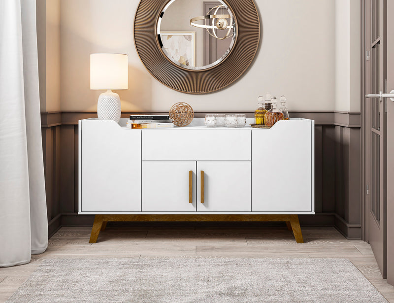 Desserte Addie de Manhattan Comfort de 53,54 po avec 5 tablettes - blanche