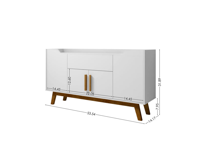 Desserte Addie de Manhattan Comfort de 53,54 po avec 5 tablettes - blanche