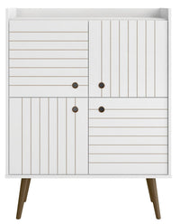 Armoire décorative Bogart de Manhattan Comfort de style moderne du milieu du 20e siècle - blanche et naturelle
