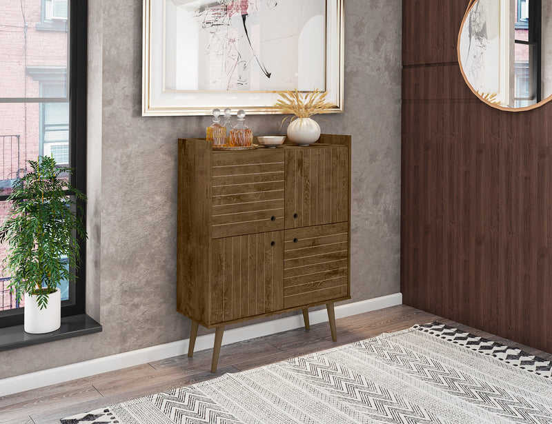 Armoire décorative Bogart de Manhattan Comfort de style moderne du milieu du 20e siècle - brun rustique et naturelle