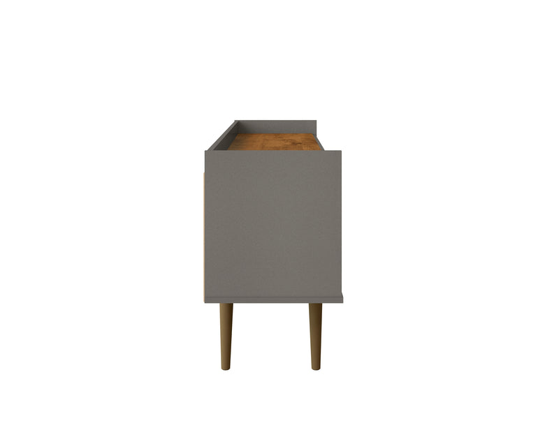 Meuble pour téléviseur Bogart de Manhattan Comfort de 53,54 po de style moderne du milieu du 20e siècle - gris et naturel