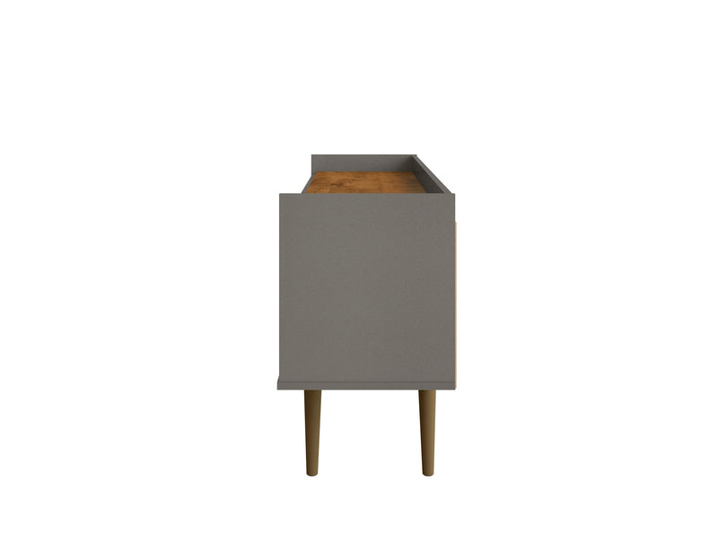 Meuble pour téléviseur Bogart de Manhattan Comfort de 53,54 po de style moderne du milieu du 20e siècle - gris et naturel