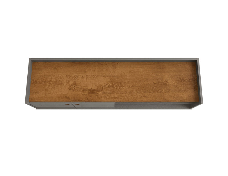 Meuble pour téléviseur Bogart de Manhattan Comfort de 53,54 po de style moderne du milieu du 20e siècle - gris et naturel