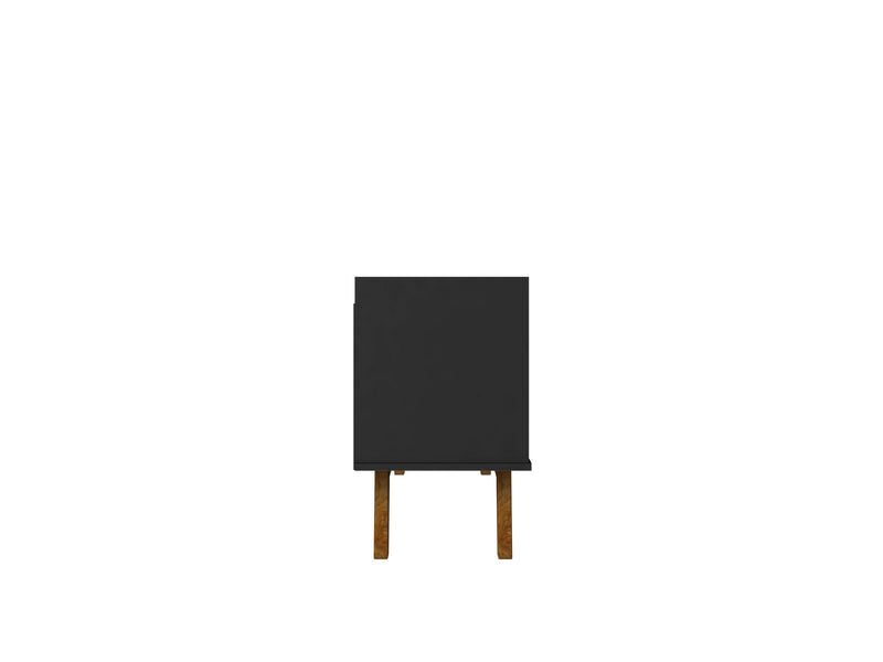Meuble pour téléviseur Marcus de Manhattan Comfort de 53,14 po de style moderne du milieu du 20e siècle avec pattes en bois massif - noir mat