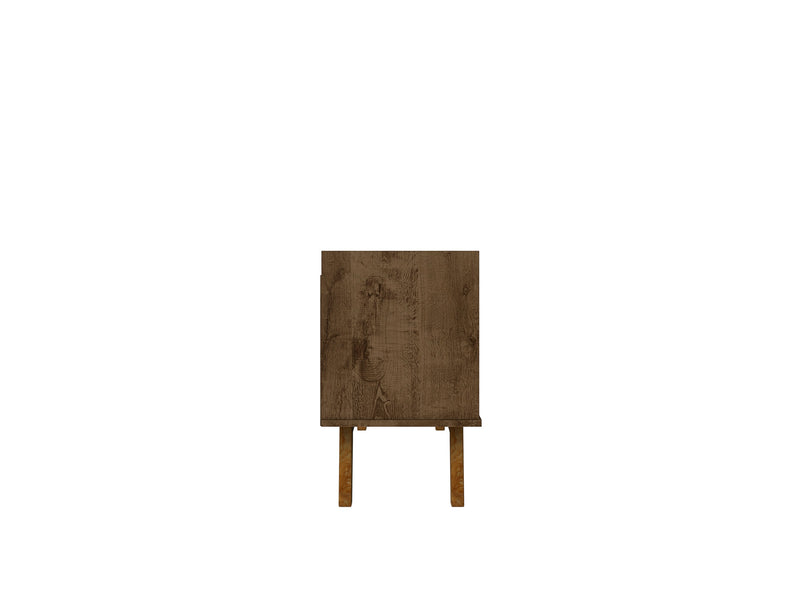 Meuble pour téléviseur Marcus de Manhattan Comfort de 53,14 po de style moderne du milieu du 20e siècle avec pattes en bois massif - brun rustique