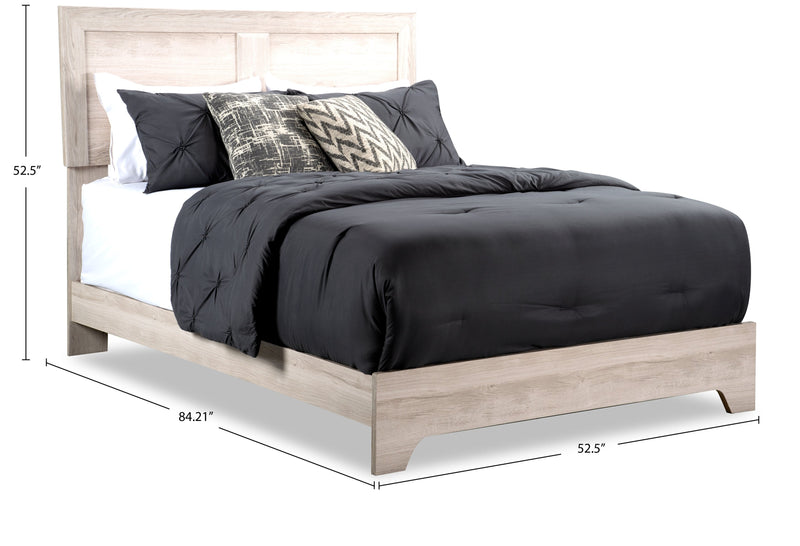 Lit à panneau Yorkdale fabriqué au Canada avec tête de lit et cadre de lit, blanc - format grand lit