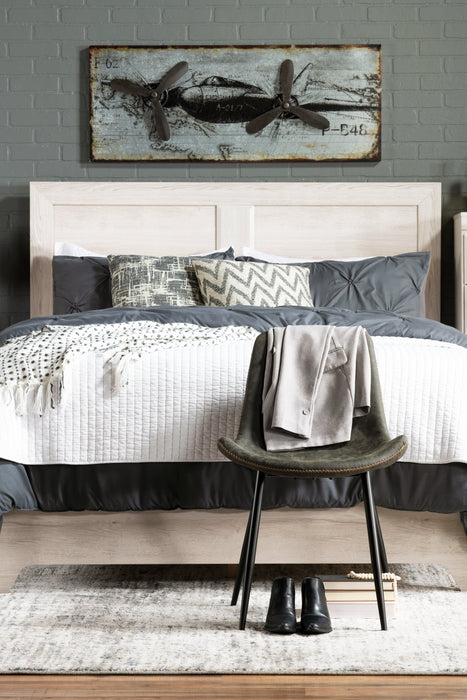 Lit à panneau Yorkdale fabriqué au Canada avec tête de lit et cadre de lit, blanc - format grand lit