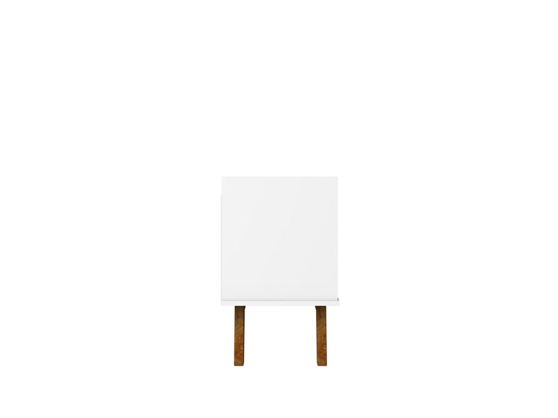 Meuble pour téléviseur Marcus de Manhattan Comfort de 62,99 po de style moderne du milieu du 20e siècle avec pattes en bois massif - blanc