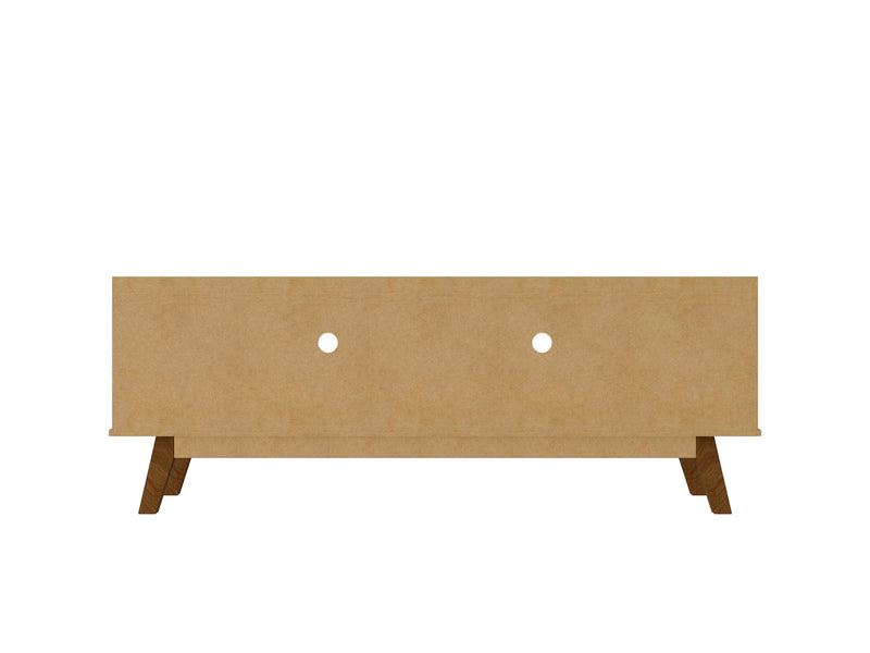 Meuble pour téléviseur Marcus de Manhattan Comfort de 62,99 po de style moderne du milieu du 20e siècle avec pattes en bois massif - noir mat