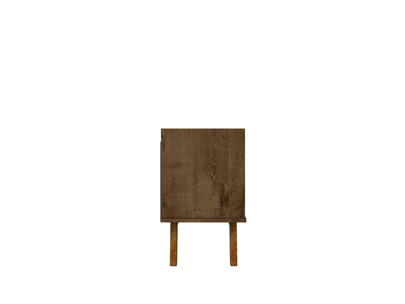 Meuble pour téléviseur Marcus de Manhattan Comfort de 62,99 po de style moderne du milieu du 20e siècle avec pattes en bois massif - brun rustique
