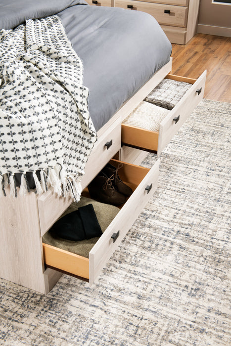 Lit plateforme Yorkdale fabriqué au Canada avec tête de lit et cadre de rangement à 12 tiroirs, blanc - format lit double