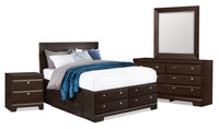 Ensemble de chambre à coucher Yorkdale 6 pièces avec lit de rangement à 12 tiroirs, commode, miroir …
