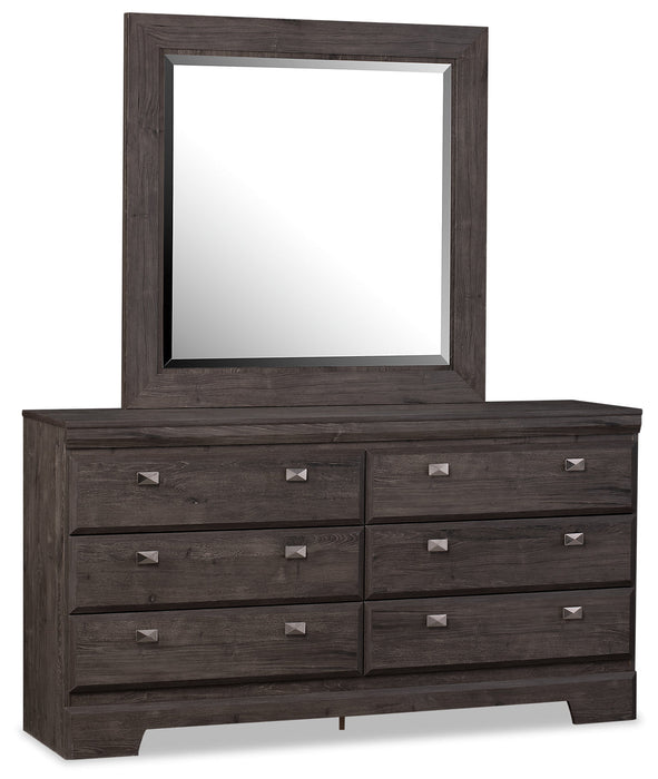 Commode Yorkdale de 61,4 po (L) x 32,3 po (H) à 6 tiroirs pour la chambre à coucher, fabriquée au Canada - grise