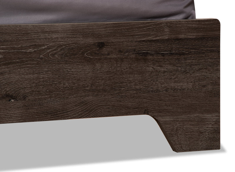 Lit à panneau Yorkdale fabriqué au Canada avec tête de lit et cadre de lit, gris - format grand lit