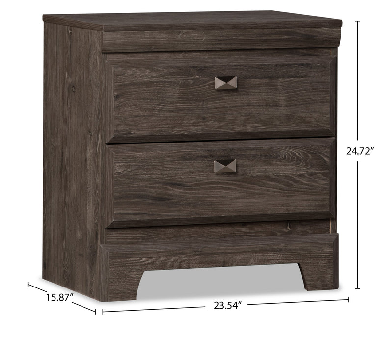 Table de nuit Yorkdale de 23,5 po (L) x 24,7 po (H) à 2 tiroirs, fabriquée au Canada - grise