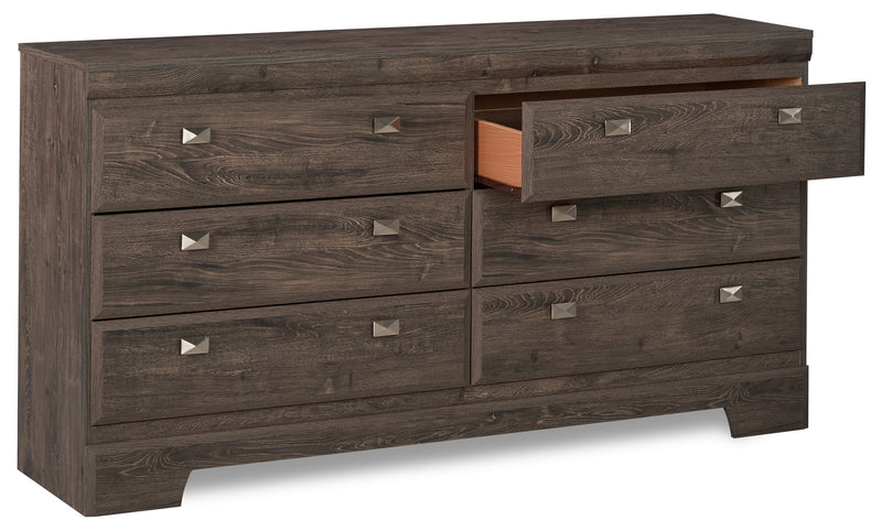 Commode Yorkdale de 61,4 po (L) x 32,3 po (H) à 6 tiroirs pour la chambre à coucher, fabriquée au Canada - grise