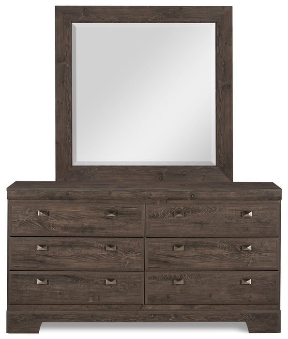 Commode Yorkdale de 61,4 po (L) x 32,3 po (H) à 6 tiroirs pour la chambre à coucher, fabriquée au Canada - grise