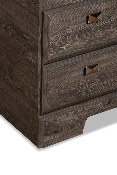 Ensemble de chambre à coucher Yorkdale 5 pièces avec lit de rangement à 12 tiroirs, commode et miroir, gris - format lit double