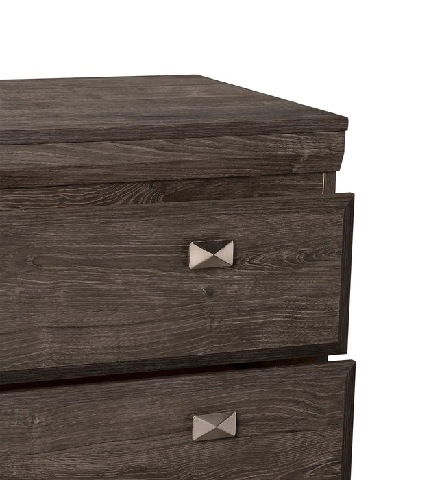 Ensemble de chambre à coucher Yorkdale 5 pièces avec lit de rangement à 12 tiroirs, commode et miroir, gris - format lit double