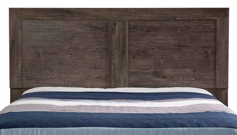 Ensemble de chambre à coucher Yorkdale 5 pièces avec lit de rangement à 12 tiroirs, commode et miroir, gris - format lit double