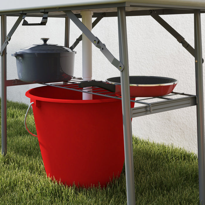 Outsunny Table Glaciere Pliable De Fete D'exterieurde 3,4pi, Blanc