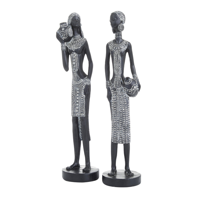 Femme africaine de 14 po en polystyrène - ensemble de 2