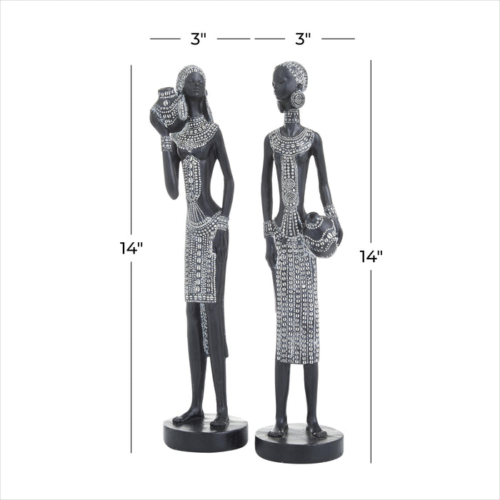 Femme africaine de 14 po en polystyrène - ensemble de 2