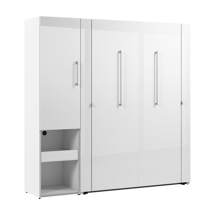 Lit double escamotable Avalon de Bestar de 81 po (L) avec armoire de rangement et tablette coulissante