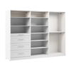 Système de pièce-penderie modulaire Florence de Bestar de 107 po avec éclairages à DEL, tringles, tablettes et tiroirs de style Shaker - blanc