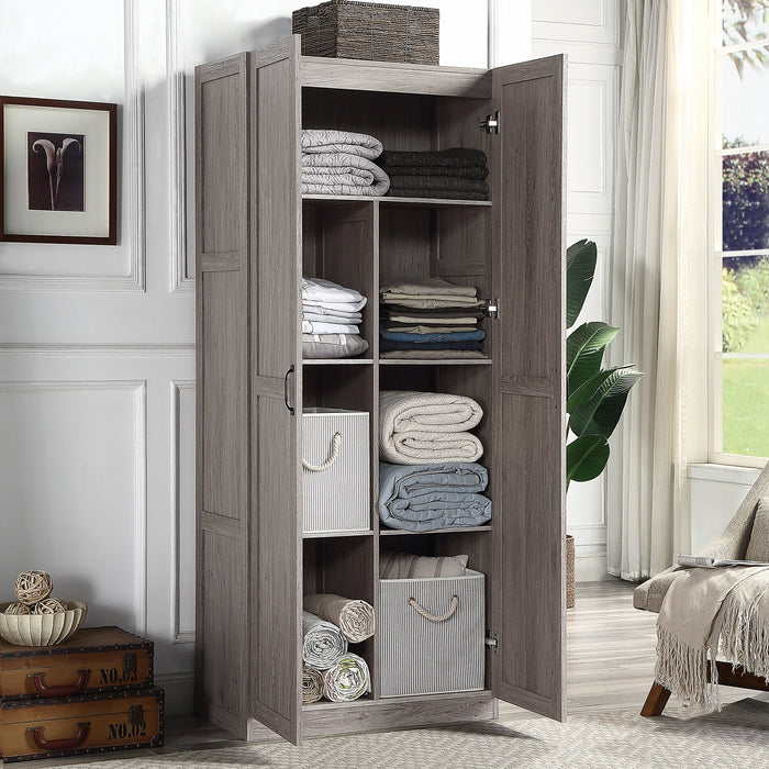 Armoire de rangement autoportante moderne Hopkins de Manhattan Comfort avec 7 tablettes - noire