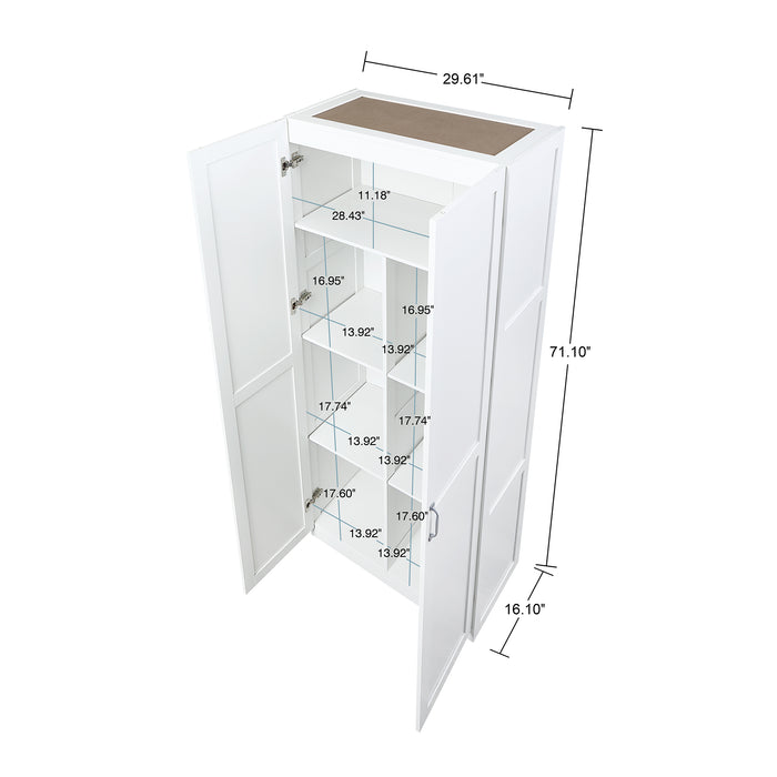Armoire de rangement autoportante moderne Hopkins de Manhattan Comfort avec 7 tablettes - grise
