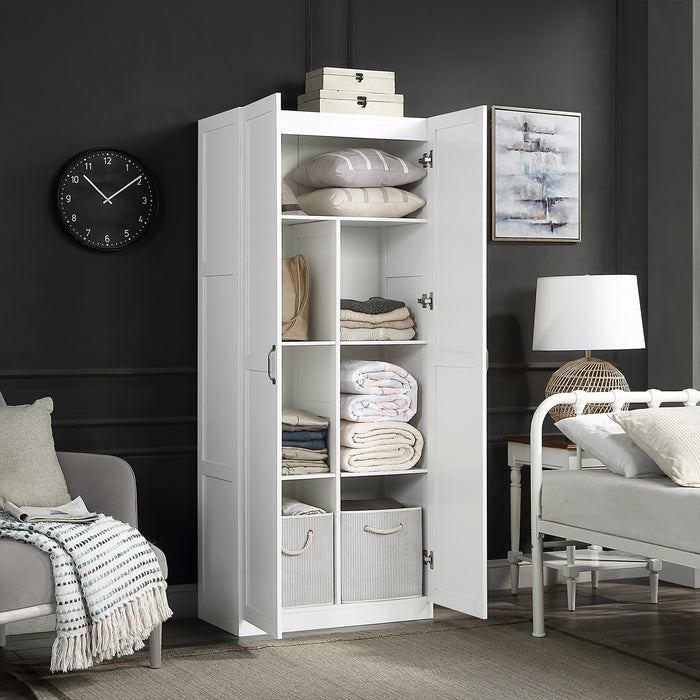 Armoire de rangement autoportante moderne Hopkins de Manhattan Comfort avec 7 tablettes - grise