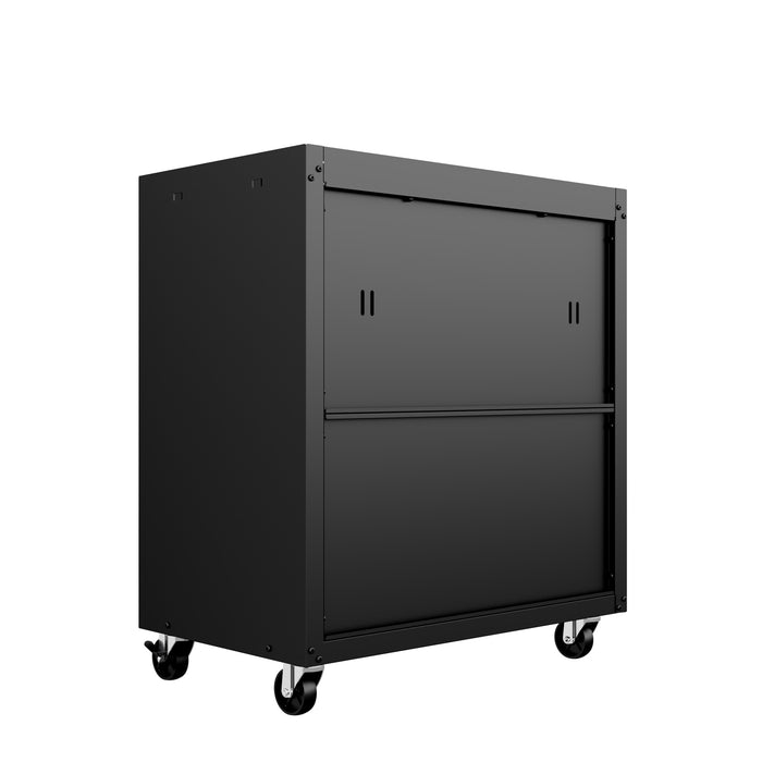 Armoire mobile Fortress de Manhattan Comfort de 31,5 po en métal texturé avec tiroir et 2 tablettes réglables pour le garage - gris anthracite