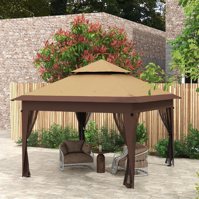 Outsunny 11x11ft Canopee Ajustable Avec Filet De Poussee A 1 Bouton
