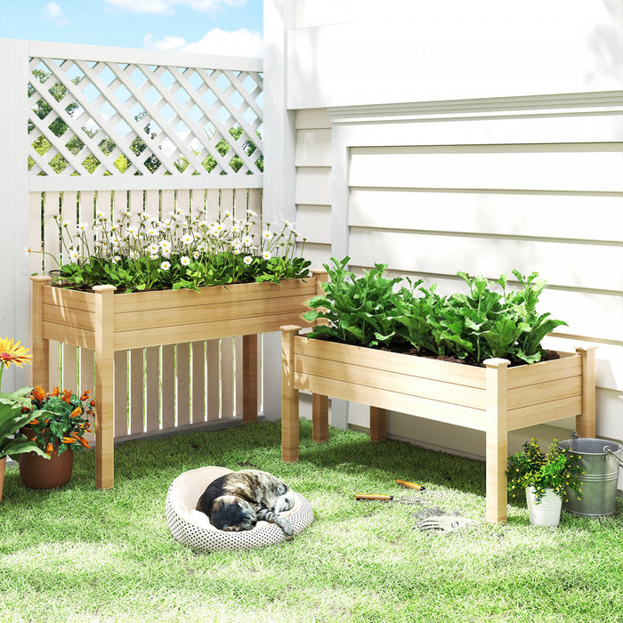 Outsunny Jardiniere Surelevee a 2 Niveaux, Bac a Plantes en Bois, Naturel