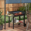 Outsunny Charcoal Grill, Barbecue Trolley with Double Adjustable Grill, Side Table, Storage Shelf and Wheels for Outdoor Garden Party Cooking, Black