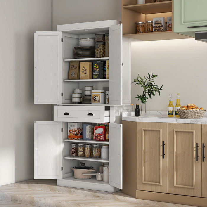 HOMCOM Armoire de rangement pour garde-manger de cuisine avec tiroir, blanc
