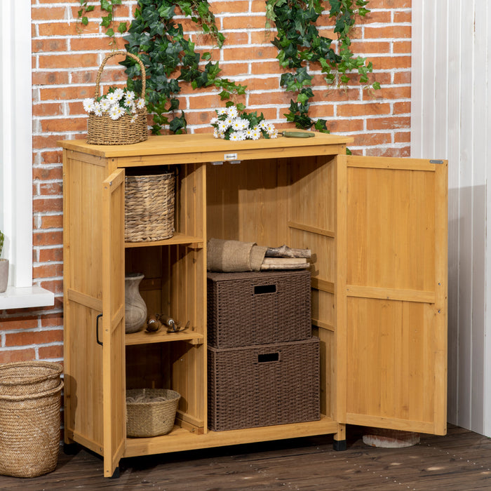 Outsunny Table De Rangement Et Banc De Rempotage En Bois Pour L'exterieur