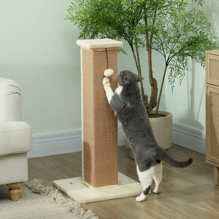 Arbre A Chat En Sisal De 32\" H Avec Boule Suspendu, Gris