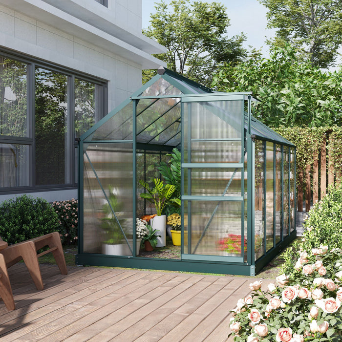 Outsunny 10.2' X 6.3' X 6.6' Entree Jardin Serre Polycarbonate Panneaux Plantes Fleur Croissance Abri Exterieur Maison Chaude Portable Cadre En Aluminium