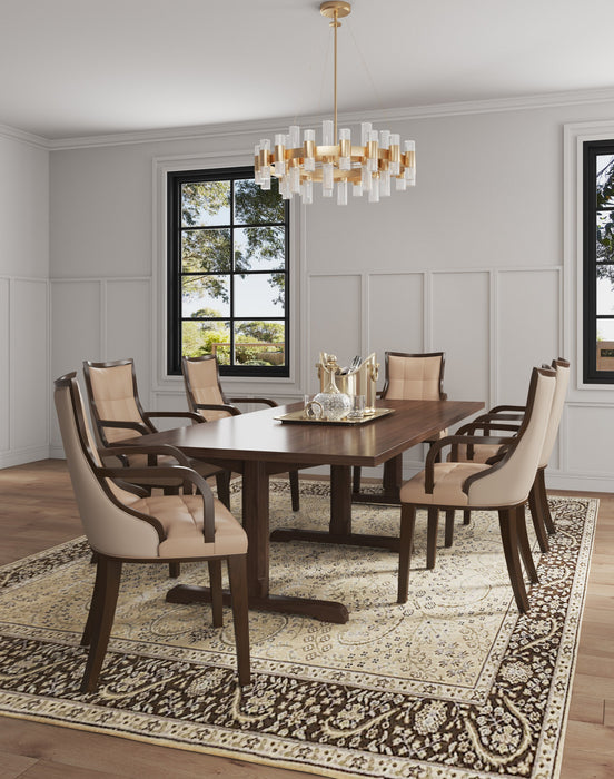 Chaise de salle a manger traditionnelle en bois avec assise rembourree Fifth Avenue, couleur beige - Lot de 2