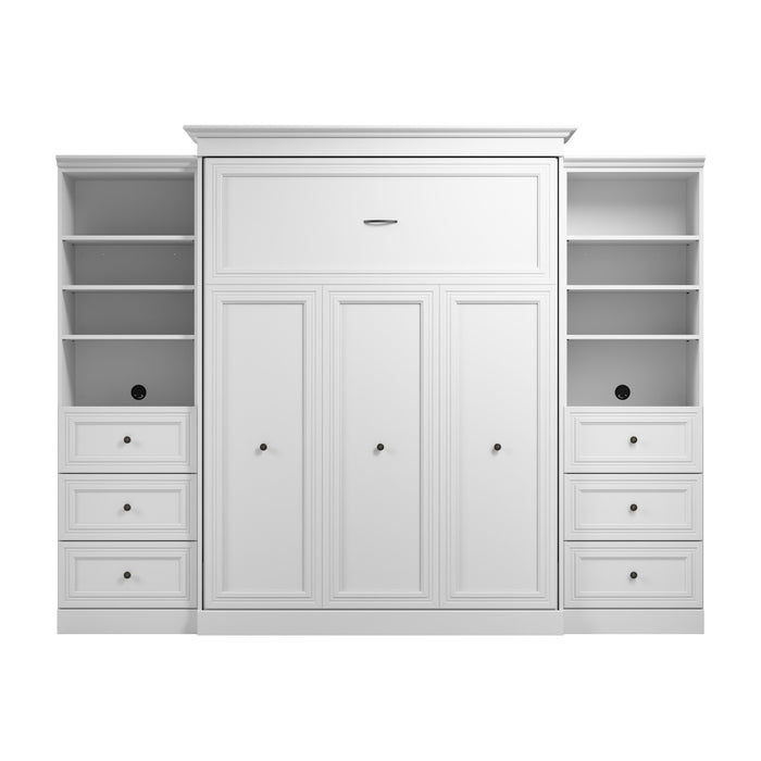 Grand lit escamotable Versatile de Bestar de 115 po (L) avec 2 organisateurs de garde-robe et tiroirs - blanc