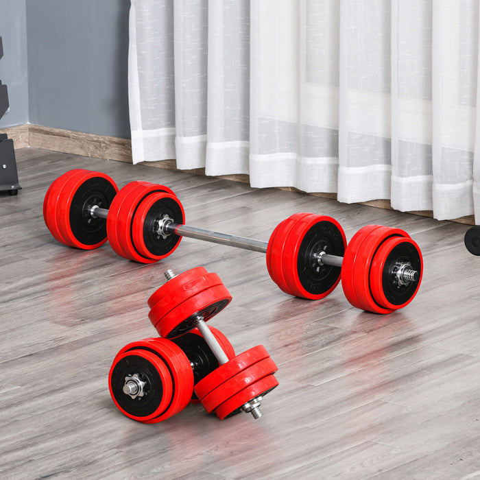 Soozier 66lbs - Ensemble reglable 2-en-1 d'halteres et de barres d'halteres - Disques de musculation, barres, pinces de fixation - Salle de sport a domicile, espace sportif