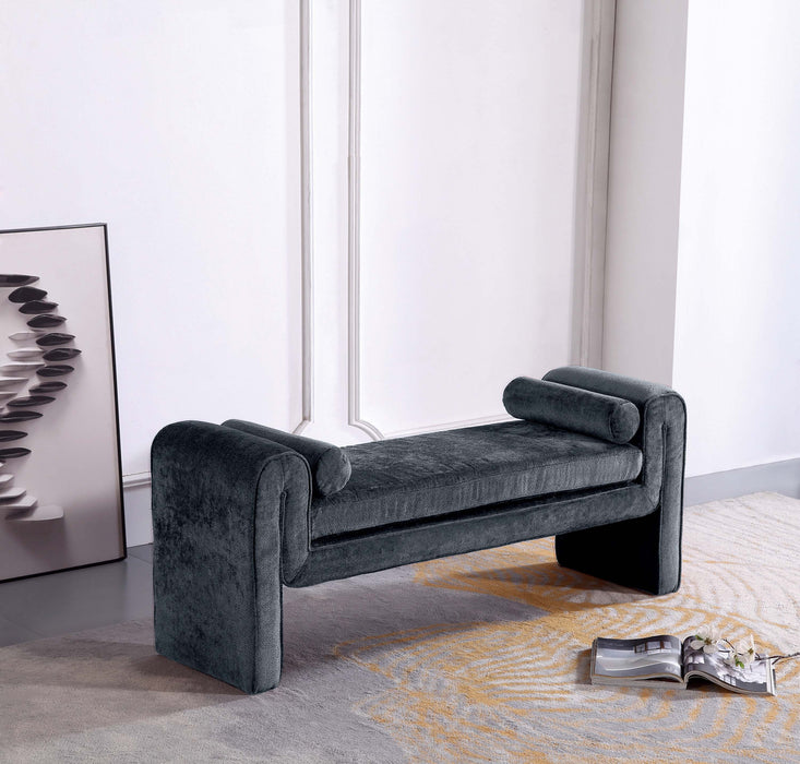 Banc d’appoint moderne et glamour Concord en chenille noire