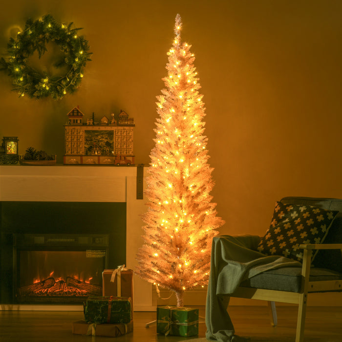 Homcom Arbre De Noel Artificiel Illumine 6 Pi Avec Lumieres Led Blanc Chaud